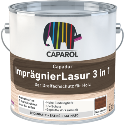 Caparol Capadur ImprägnierLasur 3 in 1 2,5 Liter Nussbaum