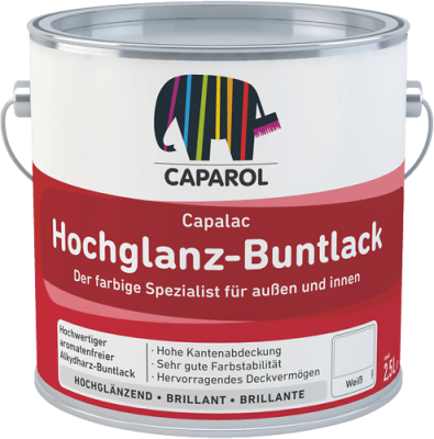 Caparol Capalac Hochglanz-Buntlack 2,5 Liter, RAL 3000 Feuerrot