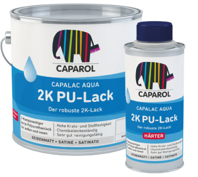 Caparol Capalac Aqua 2K PU-Lack Masse + Härter 0,75 Liter, Wunschfarbton
