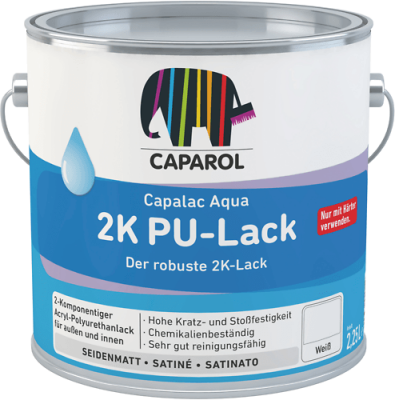 Caparol Capalac Aqua 2K PU-Lack Masse 2,25 Liter, Weiß