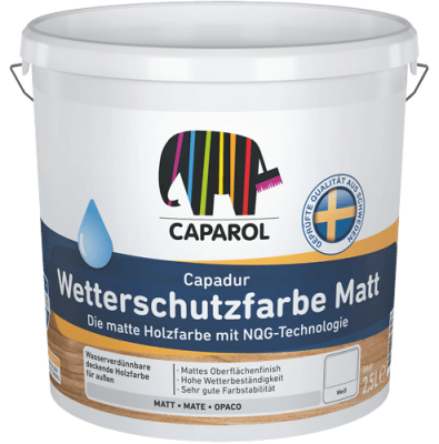 Caparol Capadur Wetterschutzfarbe Matt 2,5 Liter, Weiß